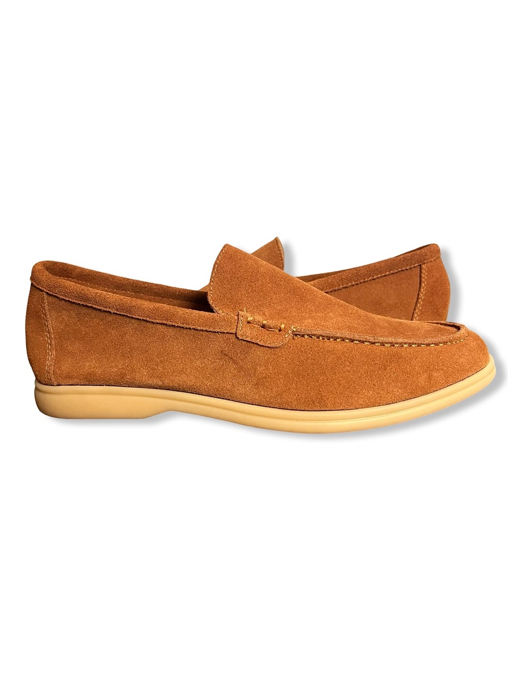Loro Piana Summer Walk Suede Loafer Tan White Sole Mens Sz 46